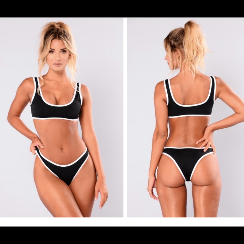 Fashion Nova black and white swimsuit